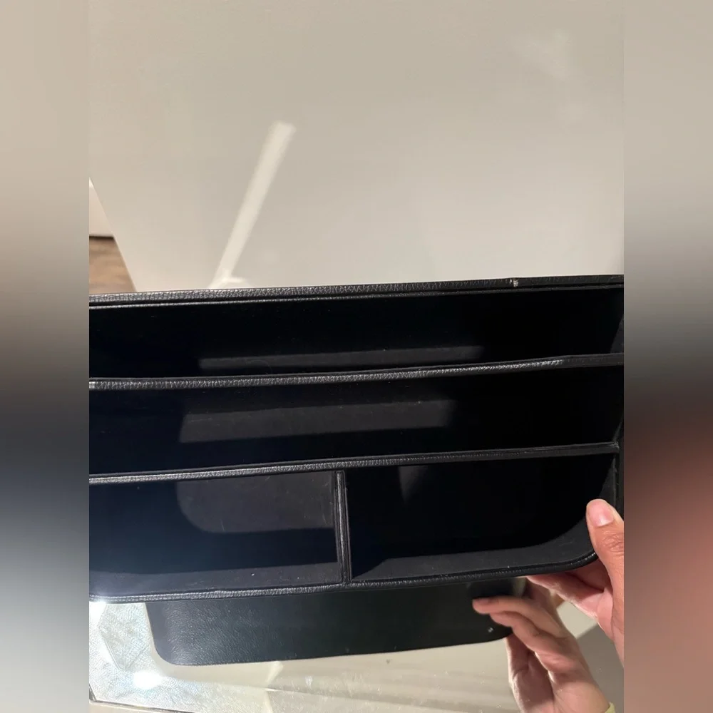 Black Leather Desk Organizer